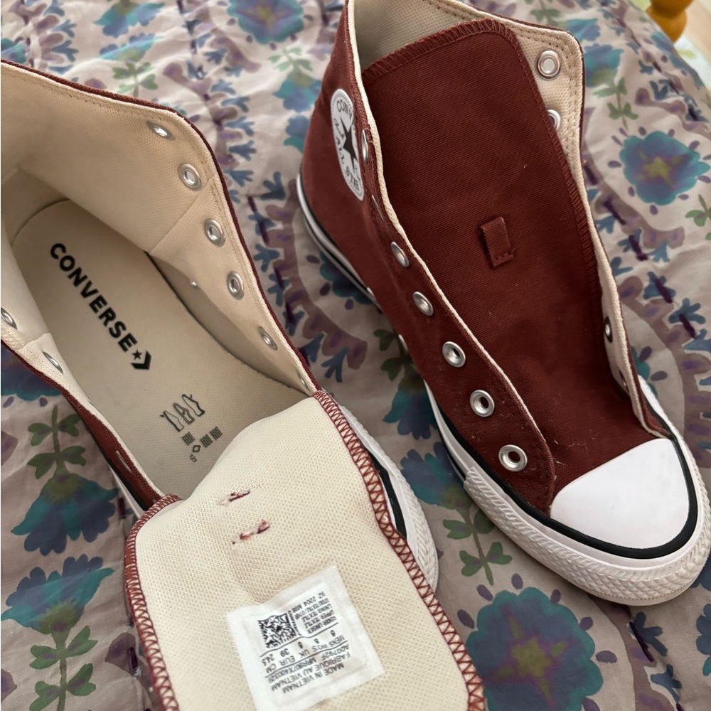 Converse Burgundy High-Tops with White Trim